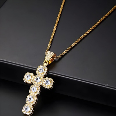 HARAHU Колие Cross AU-38304 - Златен / Кристален KP38304 (AU-38304)