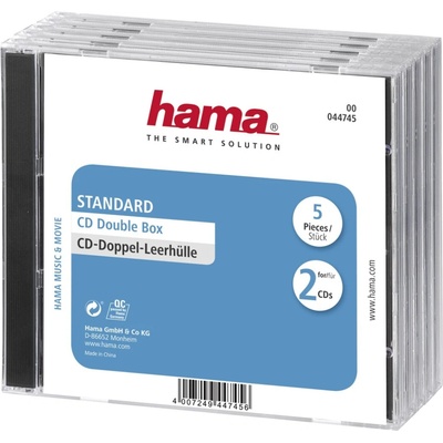 HAMA # náhradný cd obal pre 2 cd, prieh¾adný s èiernym vnútrom, 5 ks - 00044745