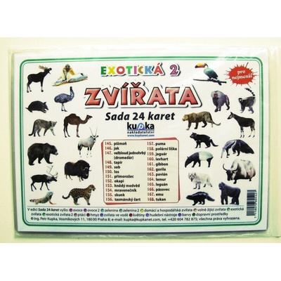 Sada 24 karet - zvířata exotická 2, A7 10x7 cm , Kupka Kupka, nakladatelství