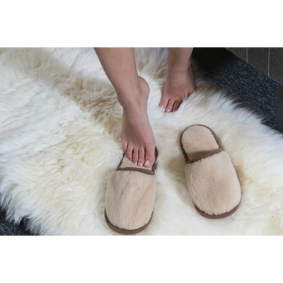 Wooline Domáce vlnené papuče béžové camel