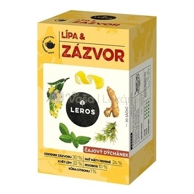 Leros Bylinný čaj Čajová chvíľka Lipa & Zázvor 20 x 2 g
