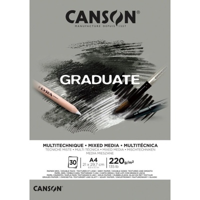 Canson Skicák Graduate Mix Media Grey 220 g m2 30 archů A4