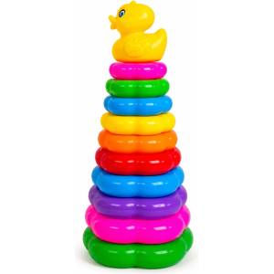  Детска играчка пирамида с цветни рингове и пате 14 х 14 х 29 см. 3010-6