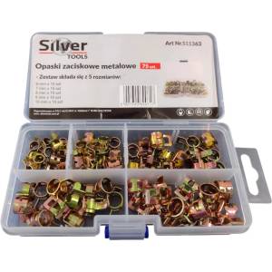 SILVER Скоби за маркучи комплект 75 бр. 6-10 мм в органайзер 67440 (s11363)