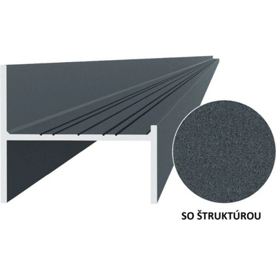 Hliníkový uchytávací profil pro lamely, tvar UT, šířka 50 mm, antracit RAL7016 se strukturou 6m +/- 5mm (AL-UTP2-AS-6)