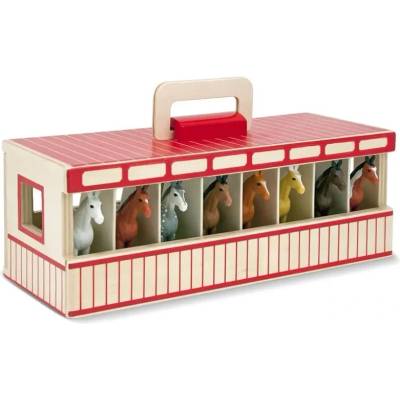 Melissa & Doug Дървен комплект Коне с конюшна - Melissa & Doug