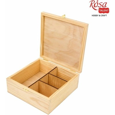 Drevená krabička so zámkom a 4 priehradkami ROSA TALENT 20х20х8 cm
