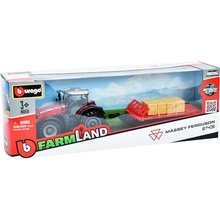 Bburago Massey Ferguson 8740S s přívěsem na balíky sena 1:50