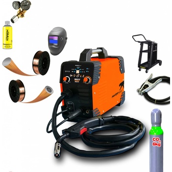 PanterMax SET 4 MIG/TIG/MMA MIG210FALCO + svářecí kukla Panter + svářecí drát G3Si 0,8mm/1kg + redukční ventil + separační sprej + podvozek