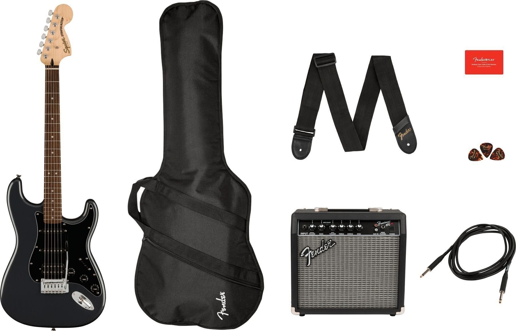 Squier Affinity Series Stratocaster HSS Pack LRL Charcoal Frost Metallic
