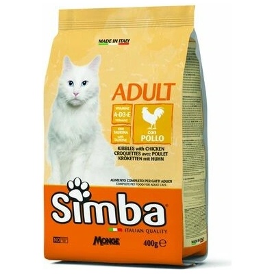 MONGE SIMBA Cat Chicken kompletné suché krmivo pre dospelé mačky s kuracím mäsom 0,4 kg