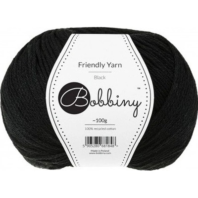 Bobbiny bavlněná příze FRIENDLY YARN 1,5mm black