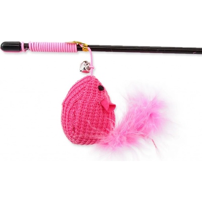 Magic Cat Vábnička myška se šantou a ocáskem z peříček růžová 45 cm