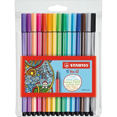 STABILO Комплект флумастери, Stabilo, Pen 68 10+5 neon ST6815-2, 15 цвята (ST6815-2)