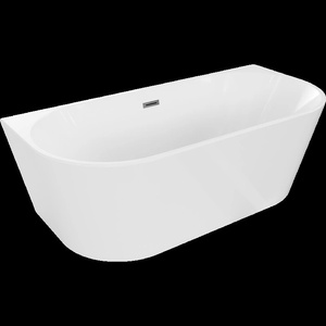 Mexen Oval самостоятелна вана за стена 140 x 75 см, бяла, с преливник gun metal (52671407500-95)