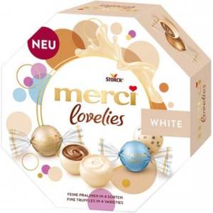 merci Шоколадови бонбони Merci Lovelies White 185гр