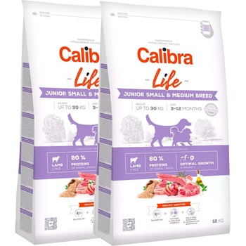 Calibra Dog Life Junior Small & Medium Breed Lamb 2 x 12 kg
