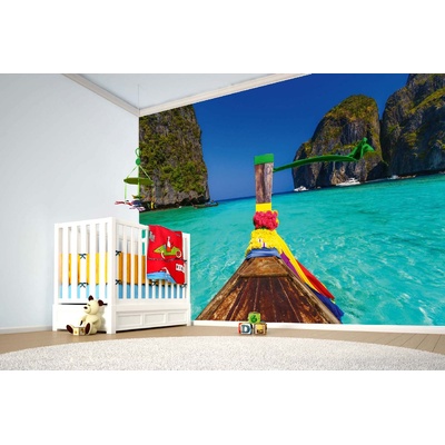 DIMEX ART Самозалепваща се флизелинова фототапета лодка в залива мая 375 x 250 см