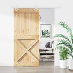 vidaXL Преплъзваща се врата Естествено и бяло 90 x 210 cm (3445094)