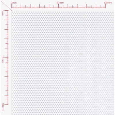 Děrovaný plech; děrování kruhové přesazené; otvor 1,0mm; rozteč 2,0mm