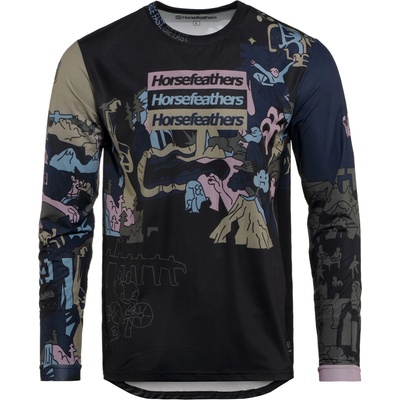 Horsefeathers Мъжка фланелка с дълъг ръкав за колоездене Horsefeathers Quantum L/S Bike Jersey Cycling jersey - Doodle - размер XL (056-3962-0214)