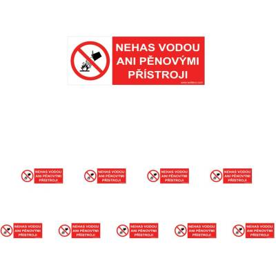 Walteco Nehas vodou ani pěnovými přístroji 100x40mm, samolepka Množství: 10 ks , 20000BP2