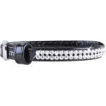 COLLAR Лъскав кожен нашийник с кристали - 18 - 21см, 9мм - черен