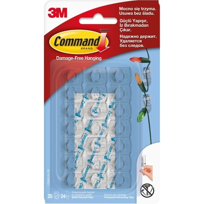 Háčky 3M Command dekorační, průhledné, 20 ks