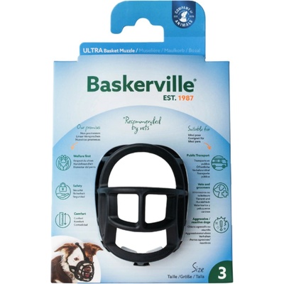Company Of Animals Baskerville Ultra Muzzle - Намордник за кучета, размер 3 за средни породи като коли, бултериер