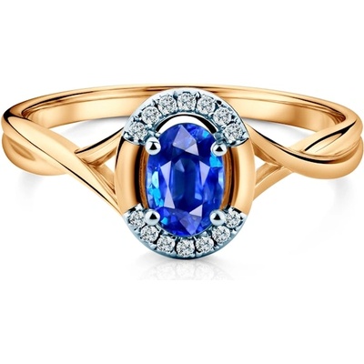 SAVICKI Годежен пръстен Savicki: двуцветно злато, син сапфир, диаманти