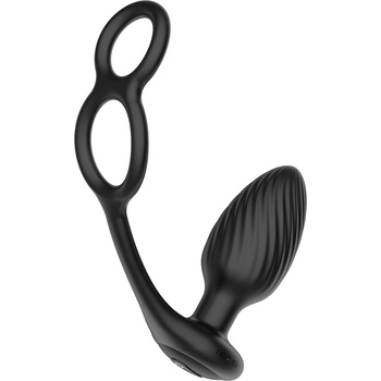 Nexus Tornado Rotating Plug with Cock & Ball Rings Black
