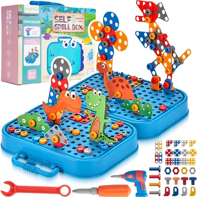 MalPlay Stavebné bloky na skrutkovanie 298 ks Dinozaury
