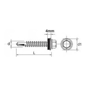 GUNNEBO Self-tapping screw impax with epdm #5mm ral9010 5.5*38mm