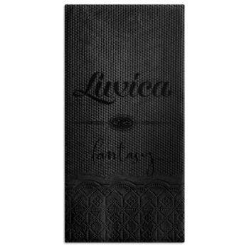 Luxica® Fantasy - черни салфетки с дискретен релеф и фин бордюр 2 слоя | 40 броя Сгъвка 1/8 (41787811881)