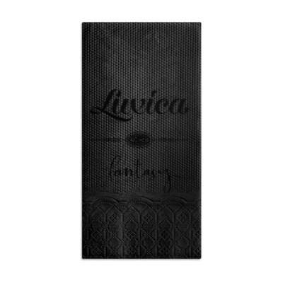 Luxica® Fantasy - черни салфетки с дискретен релеф и фин бордюр 2 слоя | 40 броя Сгъвка 1/8 (41787811881)