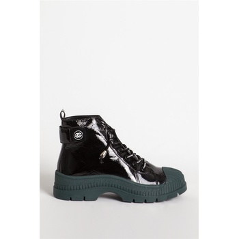 Jacket Club Guja Дамски лачени боти 348 - Черни със Зелен #361596 (361596_Черно)