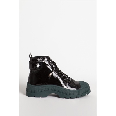 Jacket Club Guja Дамски лачени боти 348 - Черни със Зелен #361596 (361596_Черно)