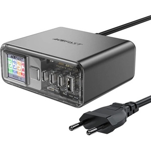 ACEFAST PD GaN 3 Fast Wall Charger 218W - захранване за ел. мрежа за лаптопи, смартфони и таблети с 1xUSB-A и 3xUSB-C изходи с технология за бързо зареждане (сив)