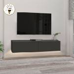 TopMebel Aristo TopMebel меламинов стенен ТВ шкаф с LED осветление в антрацит цвят 135x31.6x25cm