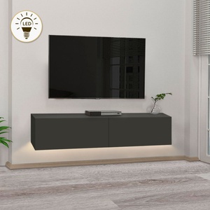TopMebel Aristo TopMebel меламинов стенен ТВ шкаф с LED осветление в антрацит цвят 135x31.6x25cm