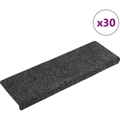 vidaXL Schodové rohože samolepicí 30 ks 65 x 21 x 4 cm tmavě šedé s obdélníkovým okrajem