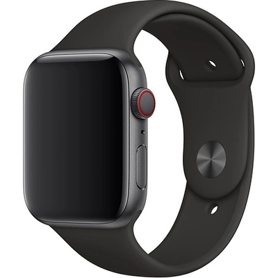 Apple Оригинална силиконова каишка за Apple Watch 42мм, 44мм, 45мм, 46мм, Ultra 49мм - Apple Sport Band Stainless Steel Pin (retail) (черен) (mj4n2zm/a)