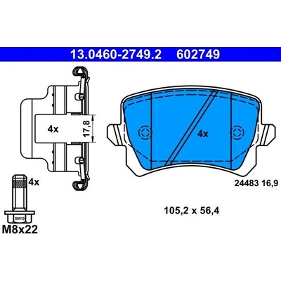 Sada brzdových destiček ATE 13.0460-2749 (AT 602749) -... | Zboží Auto