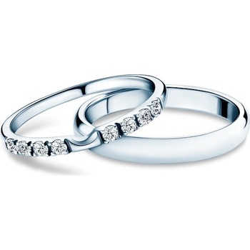 Savicki Snubní prsteny The Journey bílé zlato diamanty půlkulaté OBR TJ D B
