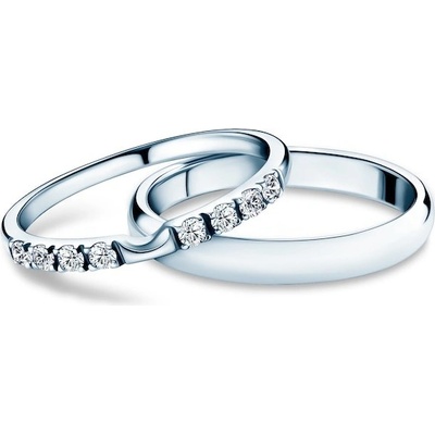 Savicki Snubní prsteny The Journey bílé zlato diamanty půlkulaté OBR TJ D B