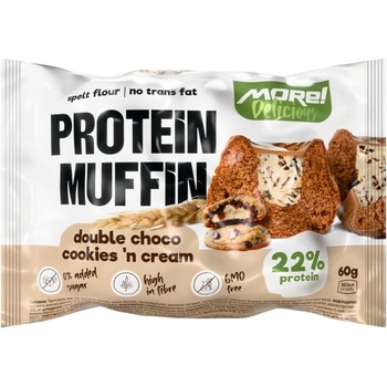 MHN | More Healthy Nutrition Protein Muffin Double with Zero Added Sugar | New Improved Formula [60 грама] Двоен шоколад с бисквити и крем