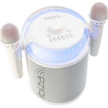 Sada Ibiza KARAHOME WH reproduktor KARAOKE + 2 mikrofóny bt