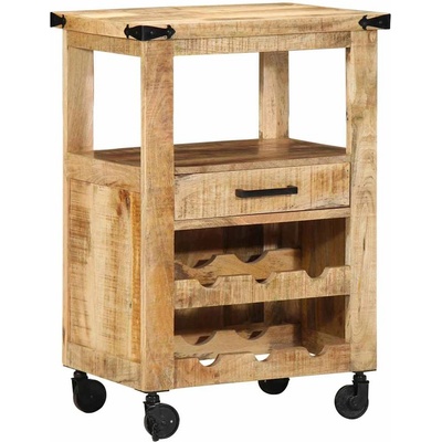 vidaXL Кухненска количка Кафяво 55 x 40 x 80 см Солидно мангово дърво (4019632)