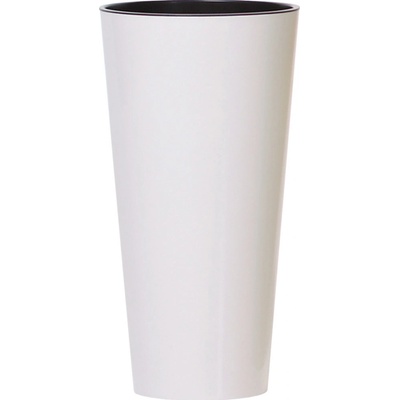 Prosperplast Květináč TUBUS SLIM + vklad bílý lesk 30 cm