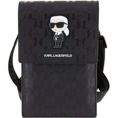 Karl Lagerfeld Saffiano Monogram Ikonik NFT univerzálna taška iPhone - čierne